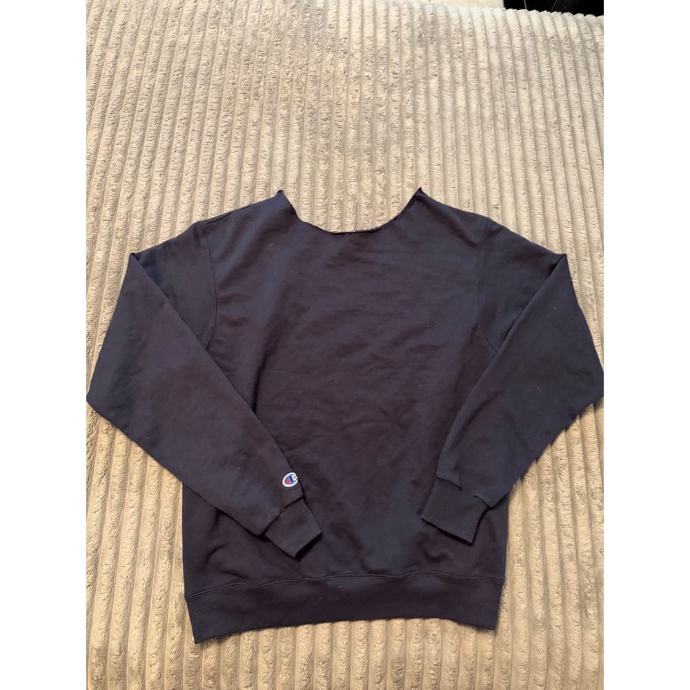 Champion University of Arizona Wildcats Sweatshirt Navy Blue Raw Cut Neckline - Picture 6 of 7